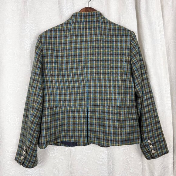 Talbots Shetland Officer Jacket in Apple Plaid wool blend academia equestrian 14 - Picture 7 of 11